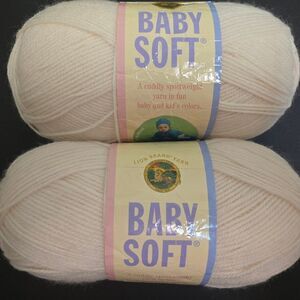 VINTAGE Lion Brand Baby Soft Yarn in Cream